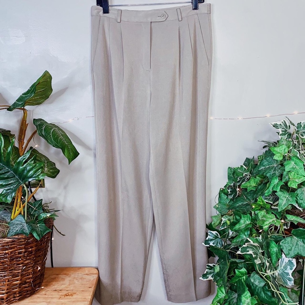 90s Vintage Nycard Collection High Waisted Loose Stretchy Tan Trousers